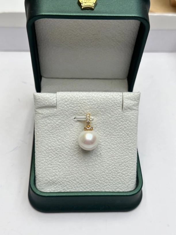 天然淡水珍珠11-12mm万能奶嘴金色吊坠D871