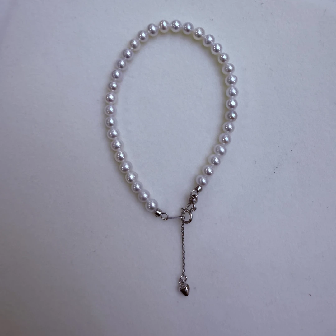 4-5mm天然淡水珍珠手链s925银镶嵌时尚百搭简约气质