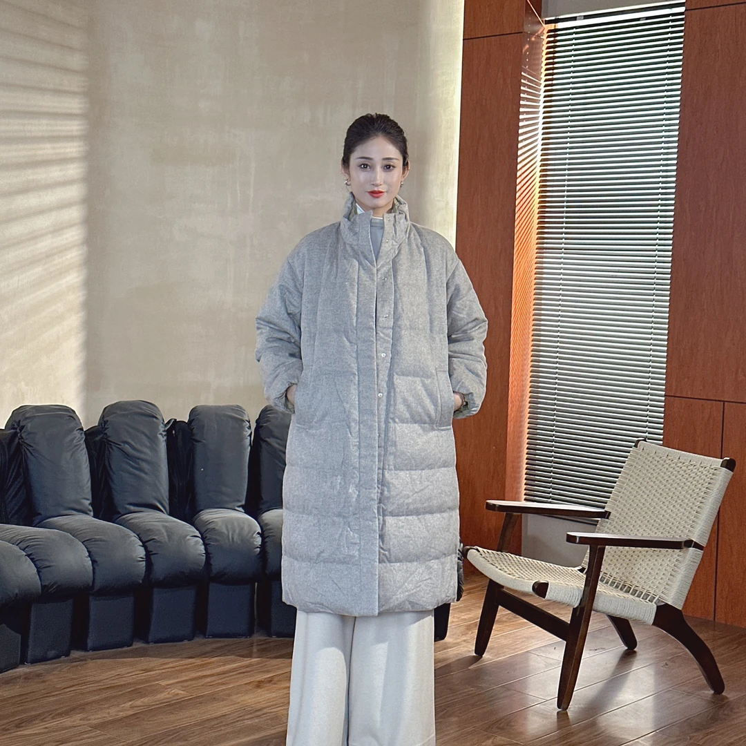 初昕 西栖美好资源分享无染色环保100%羊毛白鹅绒羽绒服外套