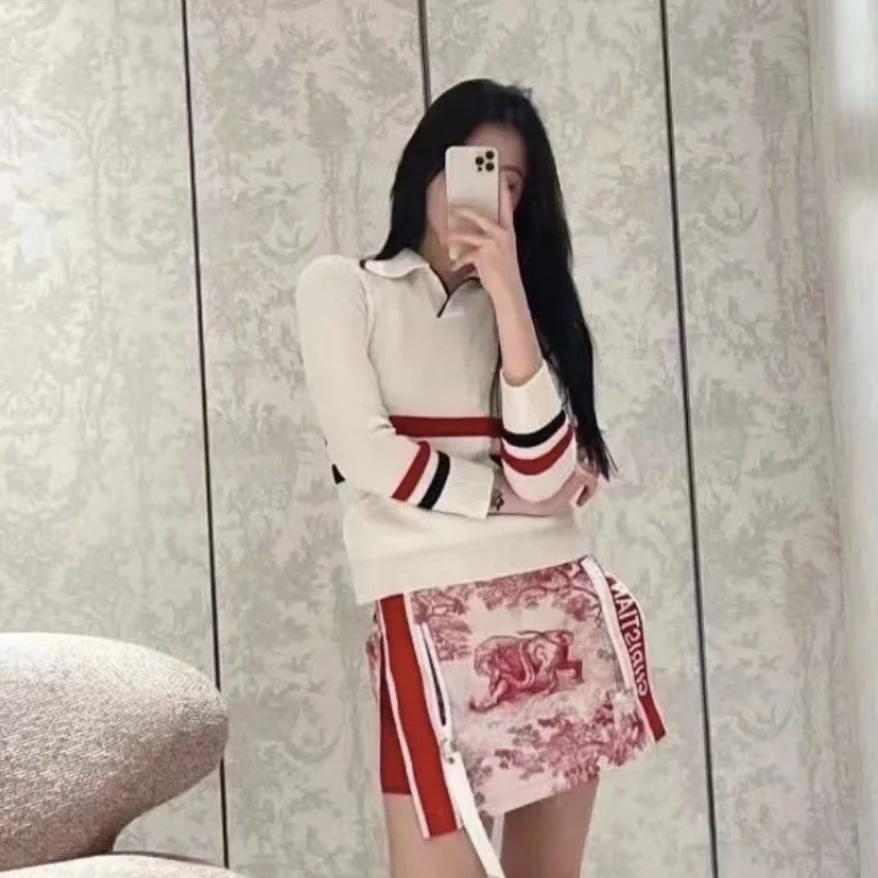 99新 DIOR/迪奥 ww217/白色翻领女士羊绒针织衫 羊绒 34码