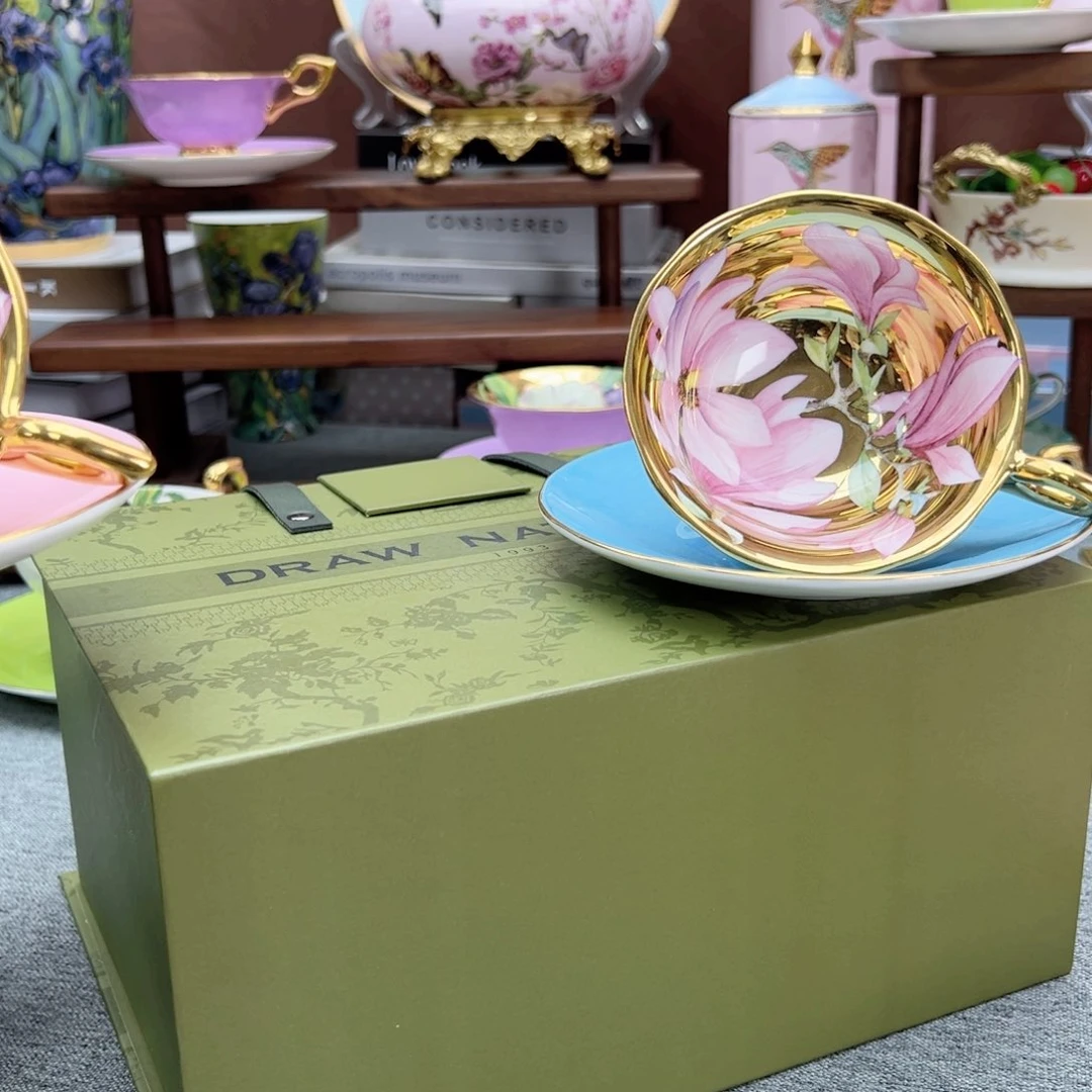 兰釉玉兰花杯碟礼盒