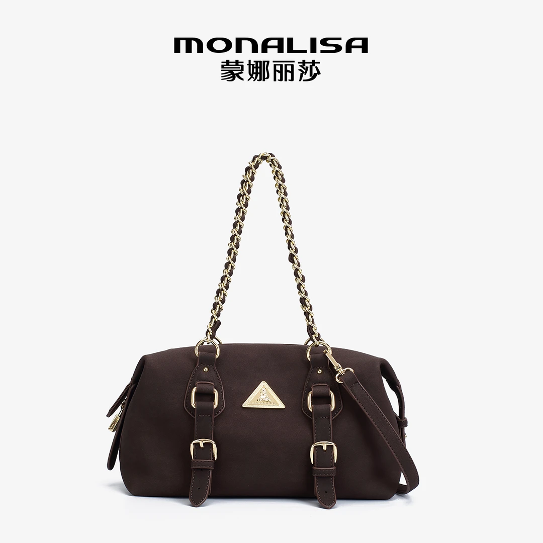 蒙娜丽莎新款轻奢磨砂手提波士顿枕头包斜挎腋下