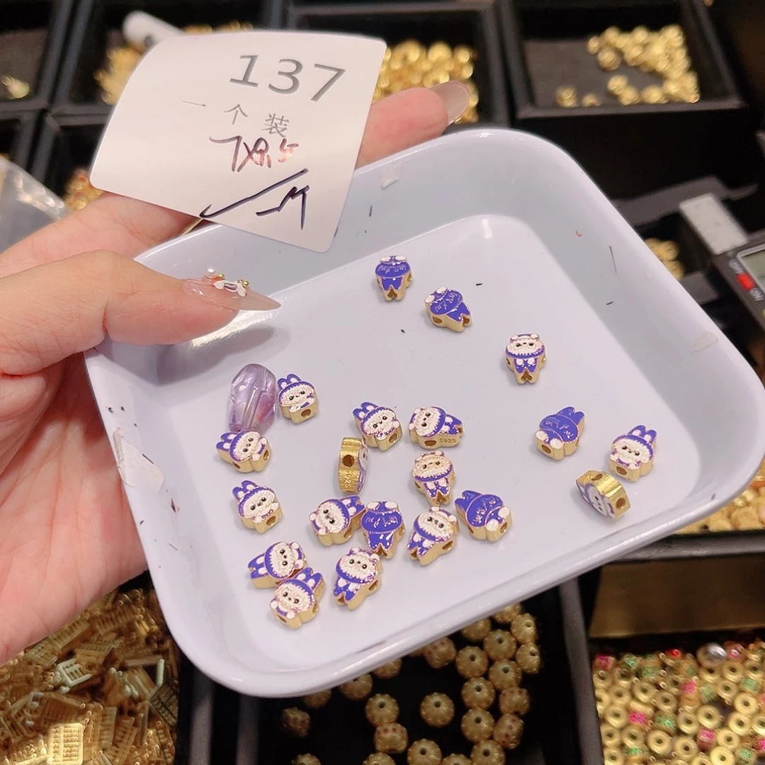 紫晶珠宝半成品银S925镀金镶嵌137