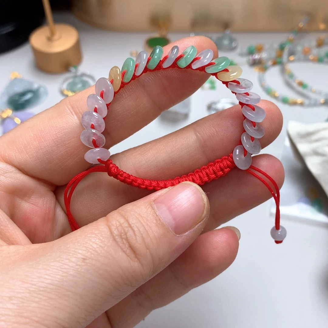 翡翠未镶嵌颈饰翡翠红手绳多样发