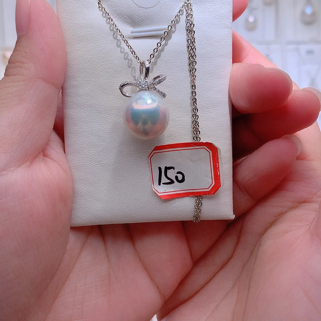 银S925镶嵌淡水珍珠吊坠(赠链)CC14mm