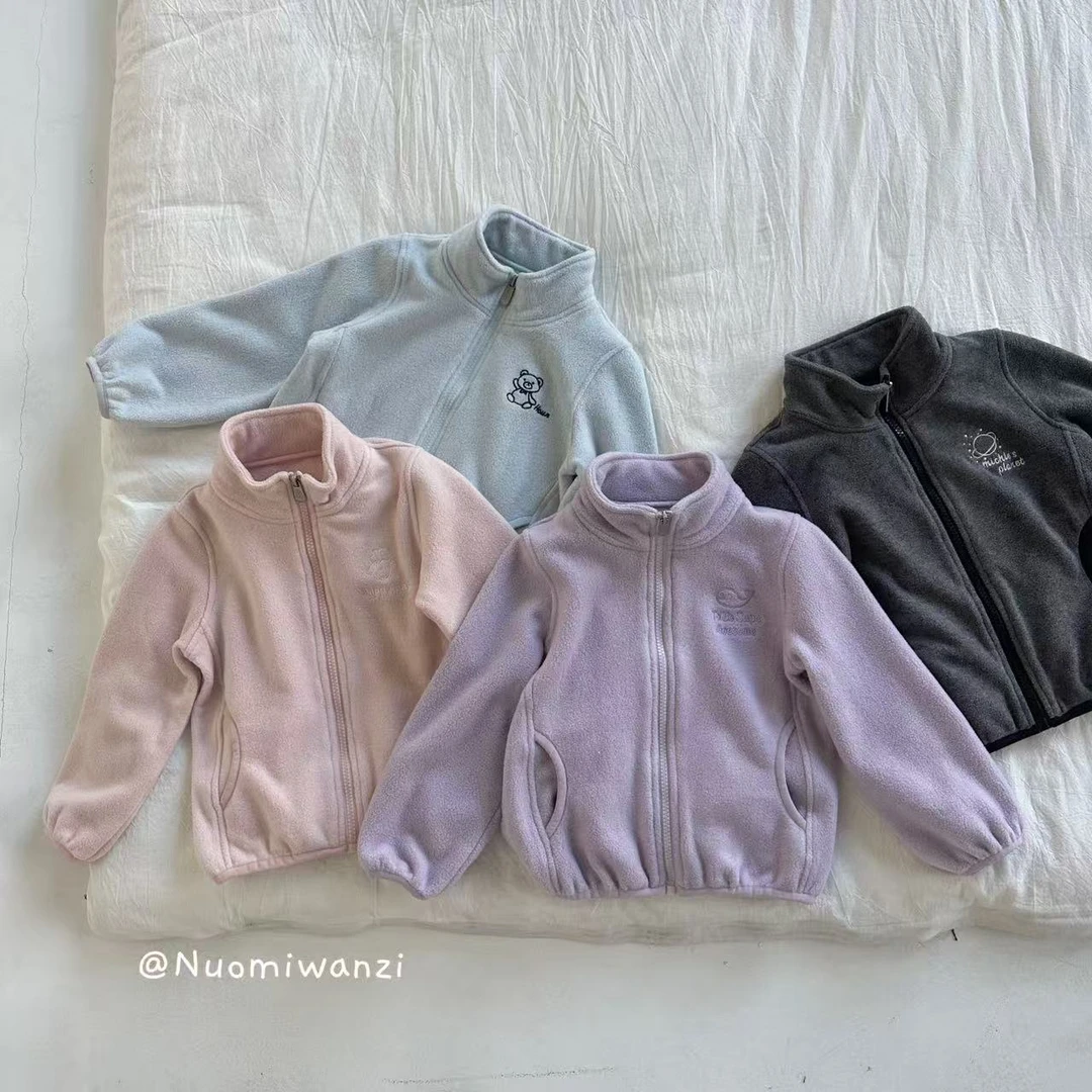 丸子十【现货】甜美韩系胸前刺绣卡通毛绒外套（冬款）WZJ-26507