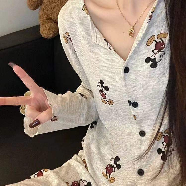 2025新款可爱米奇甜美少女睡衣秋冬宽松长袖长裤休闲家居服套装Z