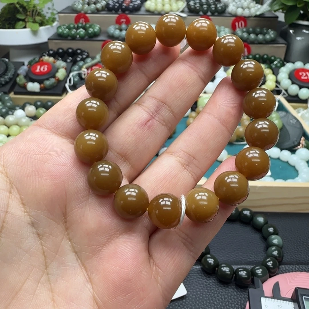 逗***嘟和田玉未镶嵌手链12