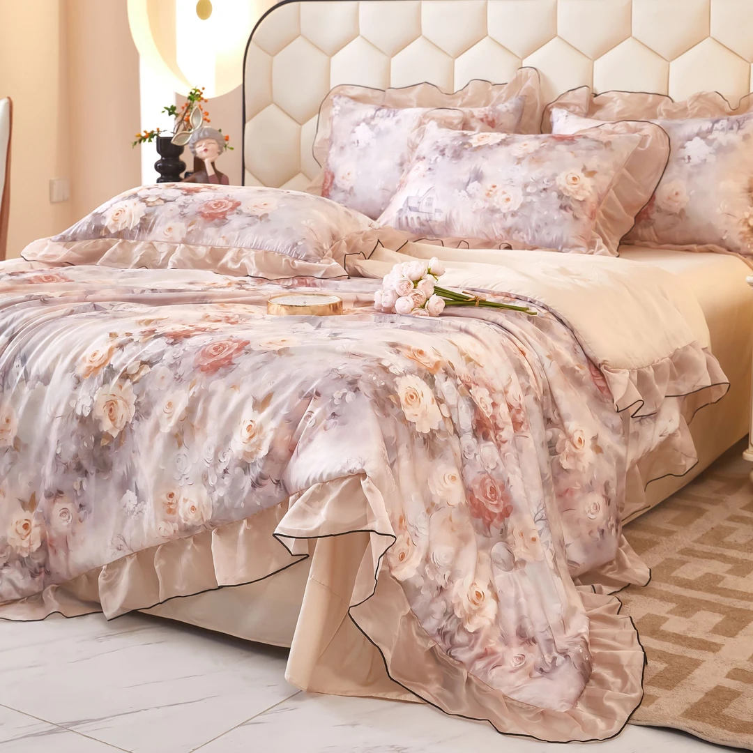 新品夏季夏凉被四件套玉锦缎薄款双人被子凉感夏被亲肤舒适透气