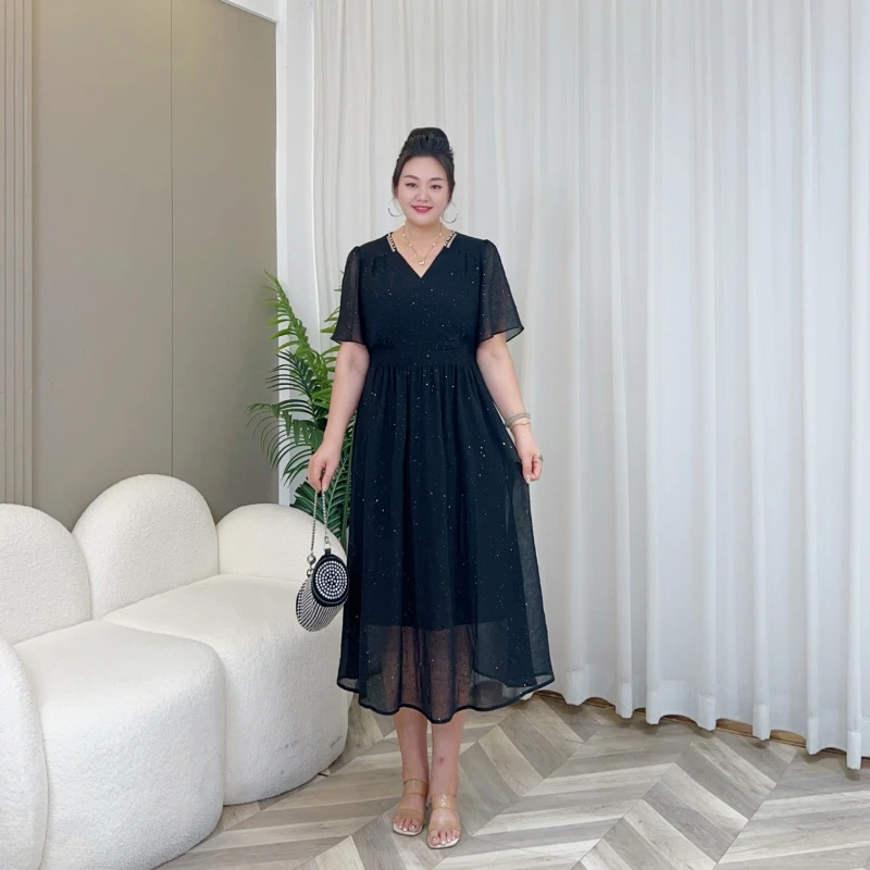 【上新梅姐】夏季新款时尚百搭简约气质大码连衣裙MJ9397