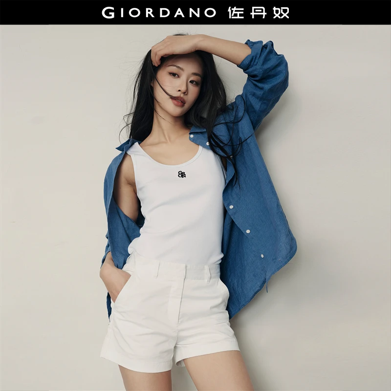 【韩国明星同款】佐丹奴女装字母刺绣U型领修身针织背心 05325559
