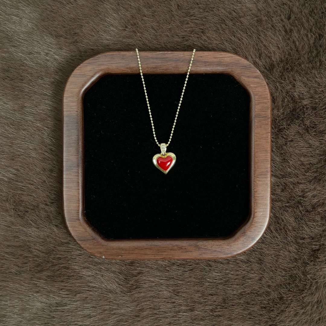 老鳯祥 坠链均925银 绯色倾心项链爱心气质轻奢项链百搭锁骨链