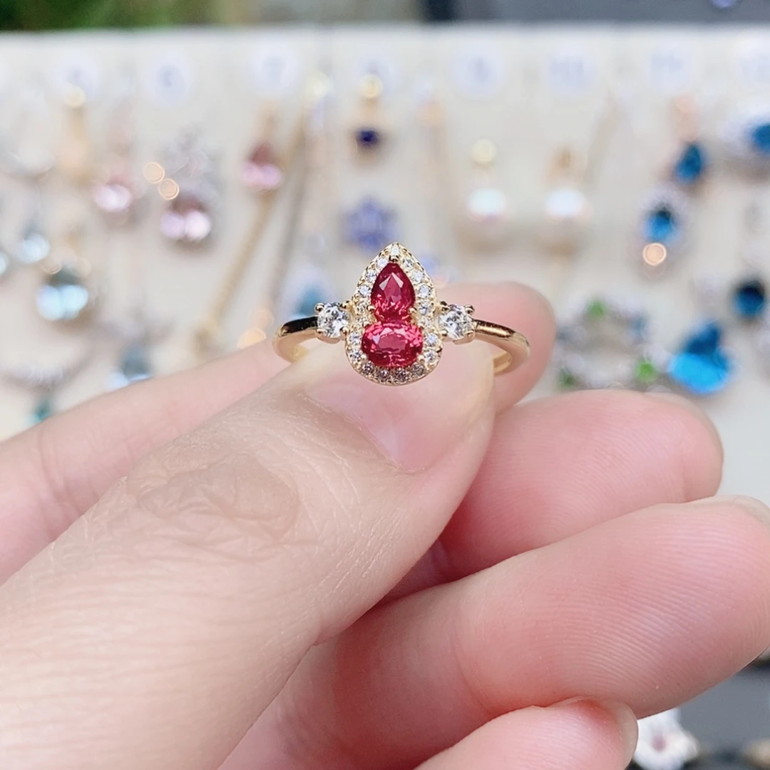 戒指银S925镶嵌彩色蓝宝石