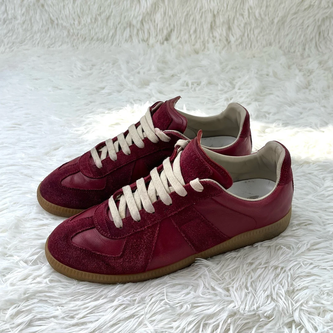 90新 Maison Margiela/梅森马吉拉 酒红麂皮德训鞋38.5码11936951