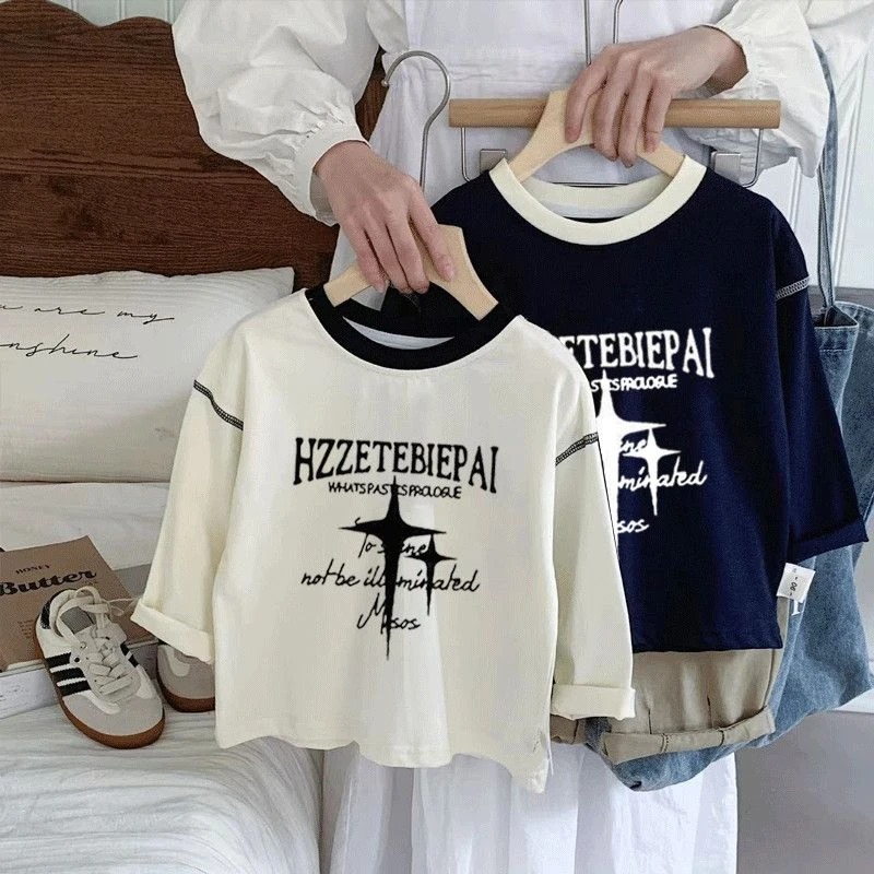 男童纯棉100T恤长袖中大童春秋新款儿童宝宝韩版打底宽松外穿t恤t