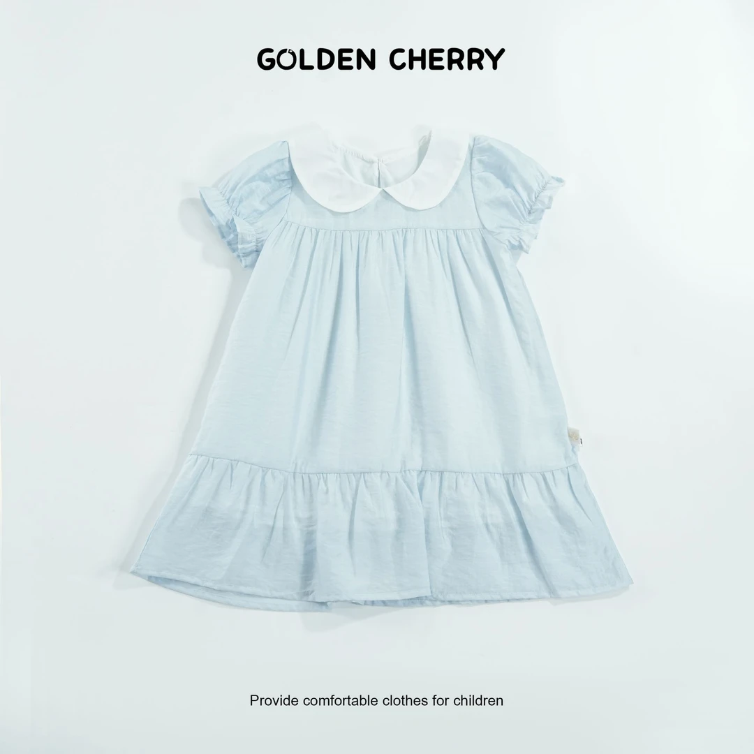 【金樱桃Golden cherry】小童蓝色娃娃领乖乖上衣裙QDD622