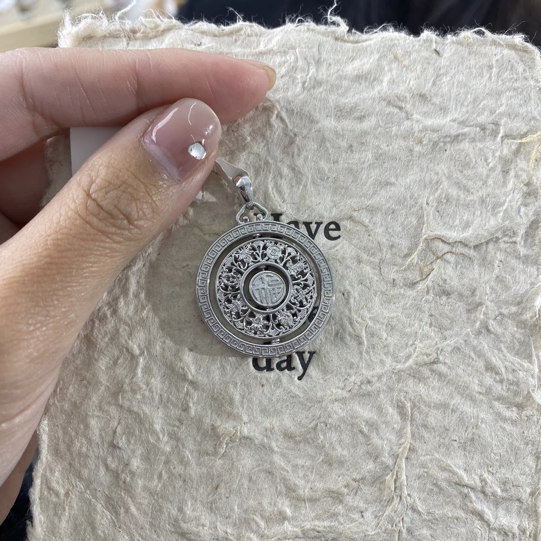 铂金950转动八宝罗盘吊坠