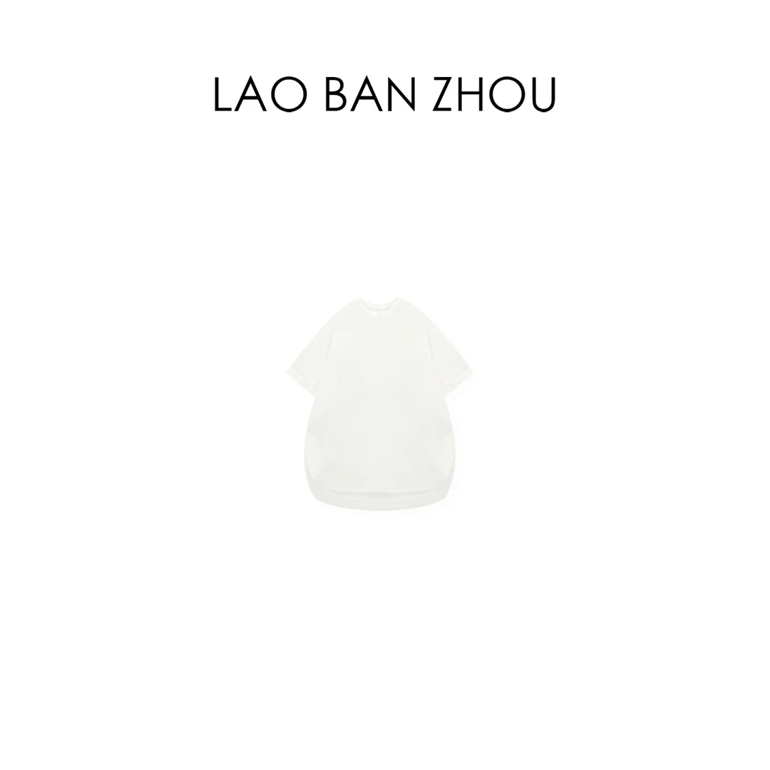 【老板周】日系复古 新品圆领弧型下摆廓形白衬衫