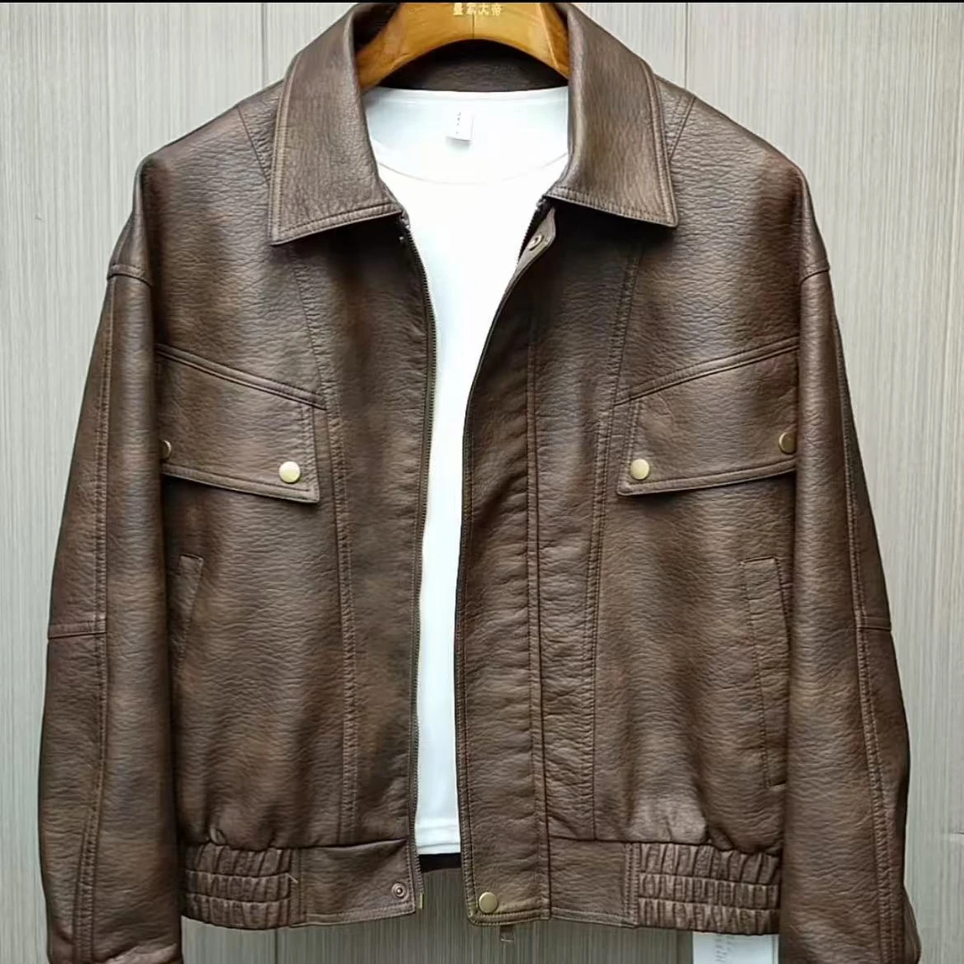 男士夹克春秋夹克外套工装百搭秋季上衣秋冬潮流翻领修身休闲时尚