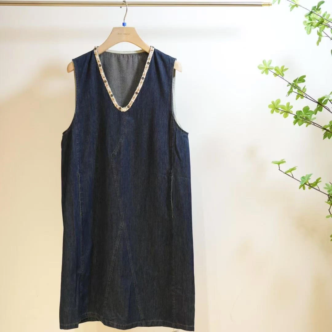 2-859-牛仔无袖度假连衣裙牛仔裙