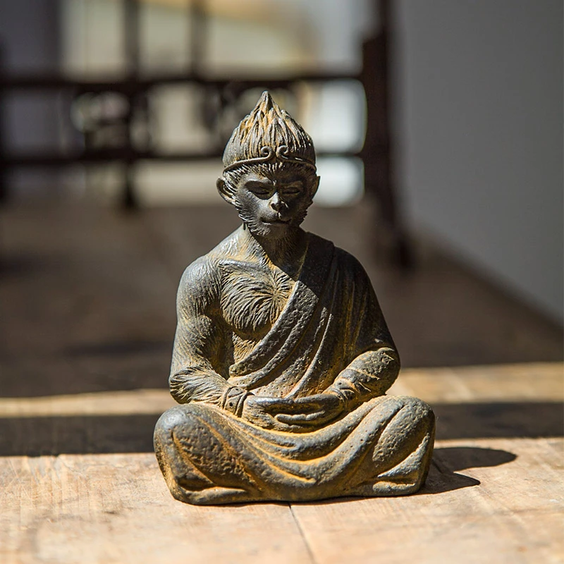 中式禅意斗战胜佛孙悟空齐天大圣猴子手办桌面摆件茶桌茶台茶宠