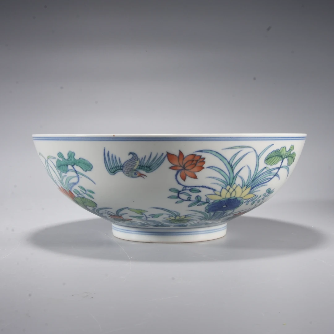 h692/清代 斗彩满池娇纹碗【华豫之门甄选】