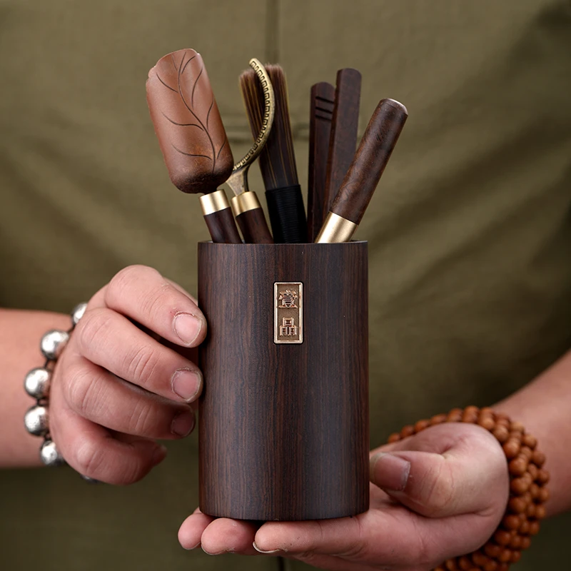 茶道六君子套装黑檀木实木茶具配件茶夹茶针茶勺泡茶工具功夫茶具