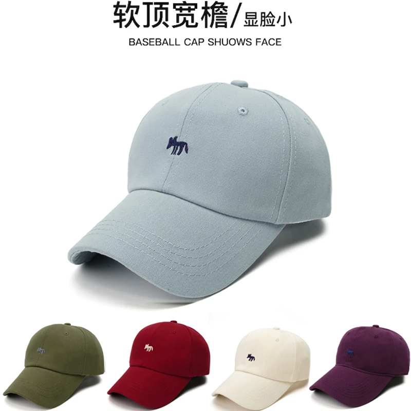 韩版新款小狐狸刺绣棒球帽休闲百搭时尚显脸小遮阳防晒情侣鸭舌帽