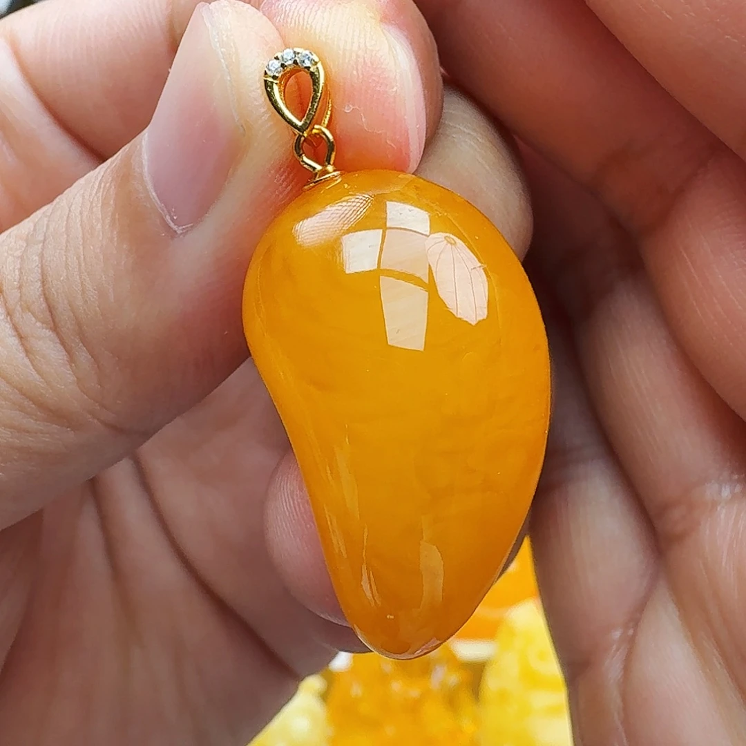 琥珀颈饰银S925镶嵌天然保真假一赔十