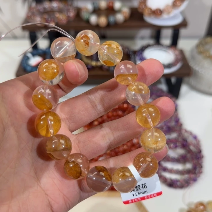 水晶摆件未镶嵌sj101黄胶画手串