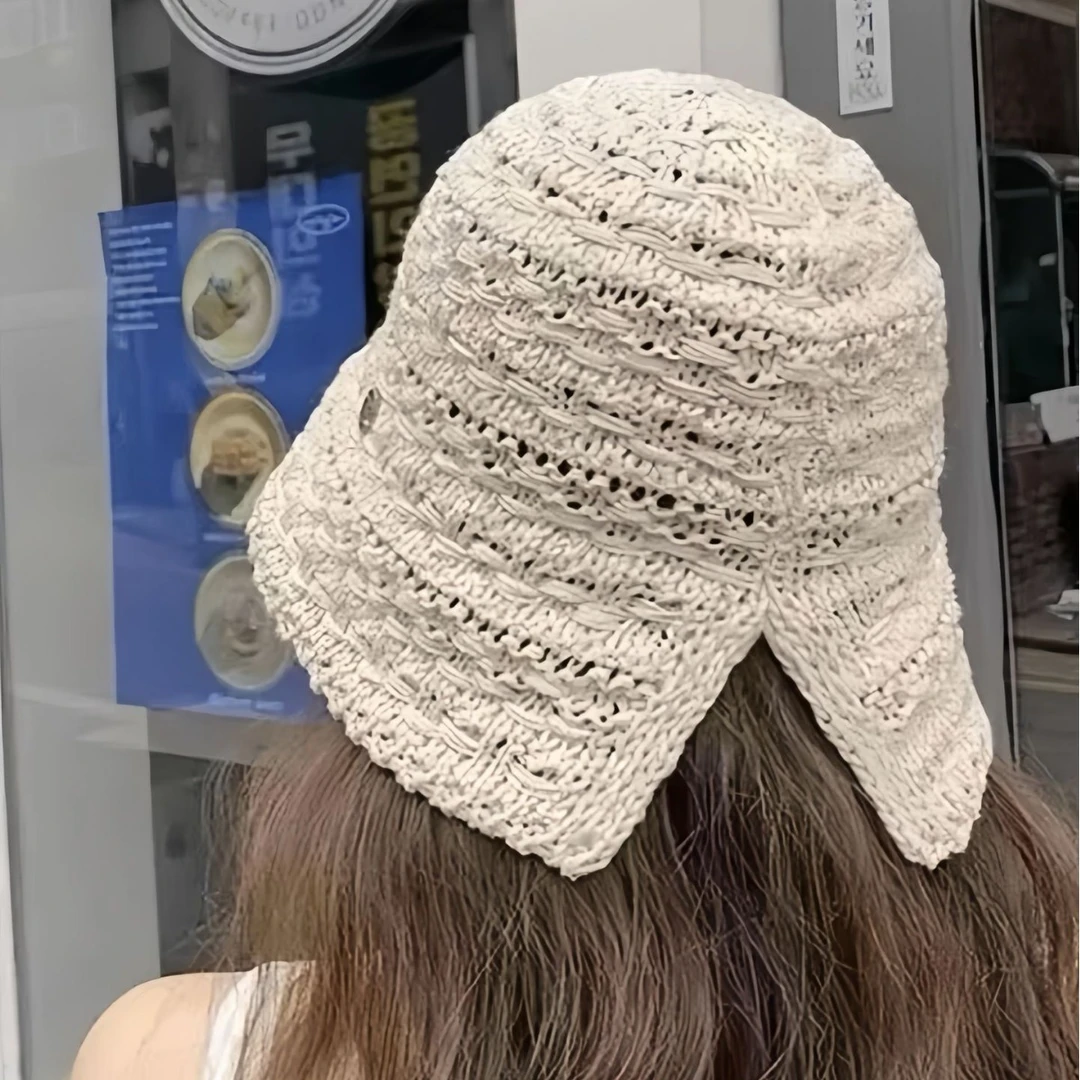 韩版镂空透气针织开叉水桶帽女春夏季显脸小素颜盆帽可折叠渔夫帽