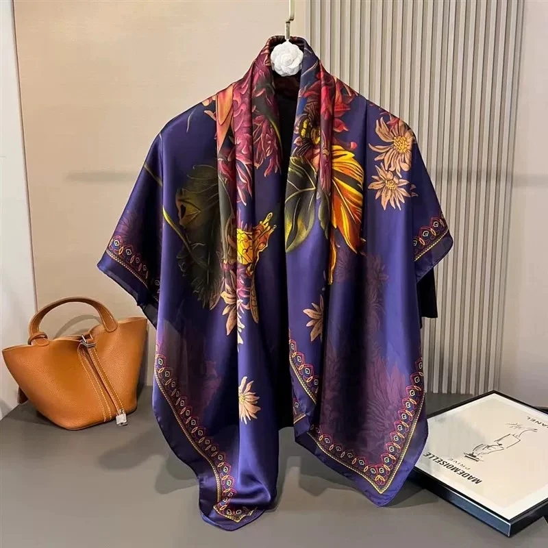 繁花似锦 丽锦缎 180*90 优雅高贵丝巾