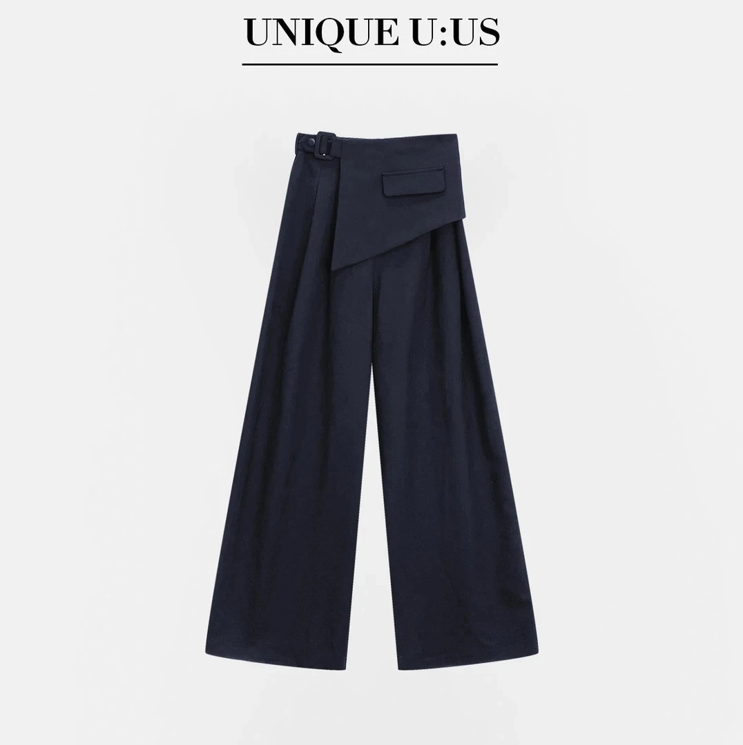 【林雪雪】缃柔笺述新款气质百搭遮肉显瘦高级灰色西装裤258211