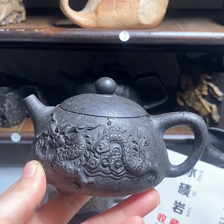 紫砂茶壶双龙石瓢