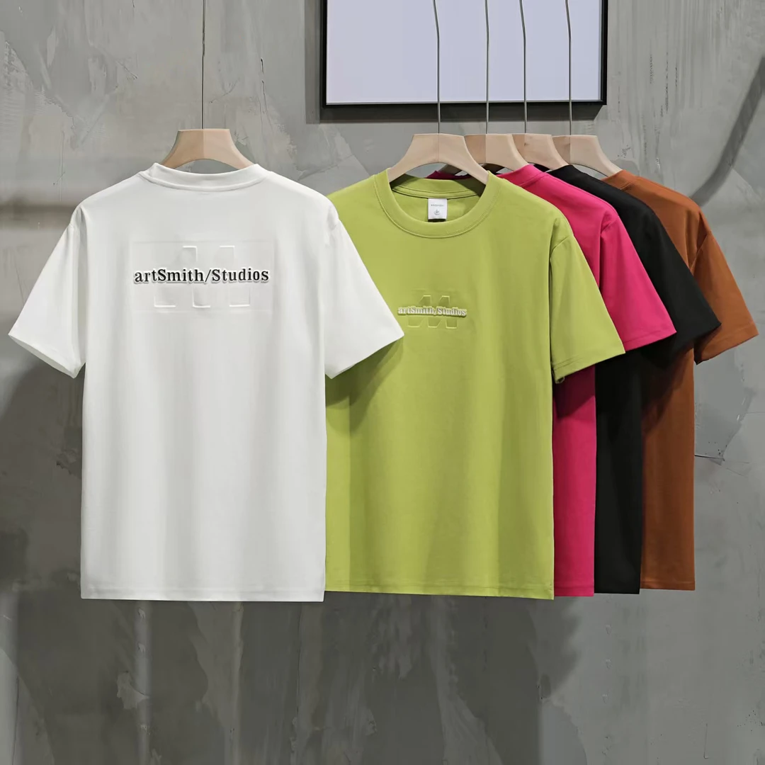 【2025.双面液氨】短袖夏季修身型刺绣男士潮牌短袖t恤男M6002