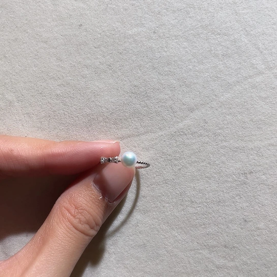 戒指银S925镶嵌淡水珍珠