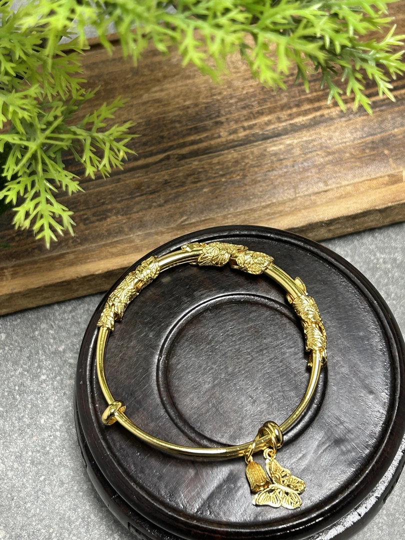 不锈钢铅玻璃手镯 0059繁花似锦蝴蝶推拉手镯带礼盒