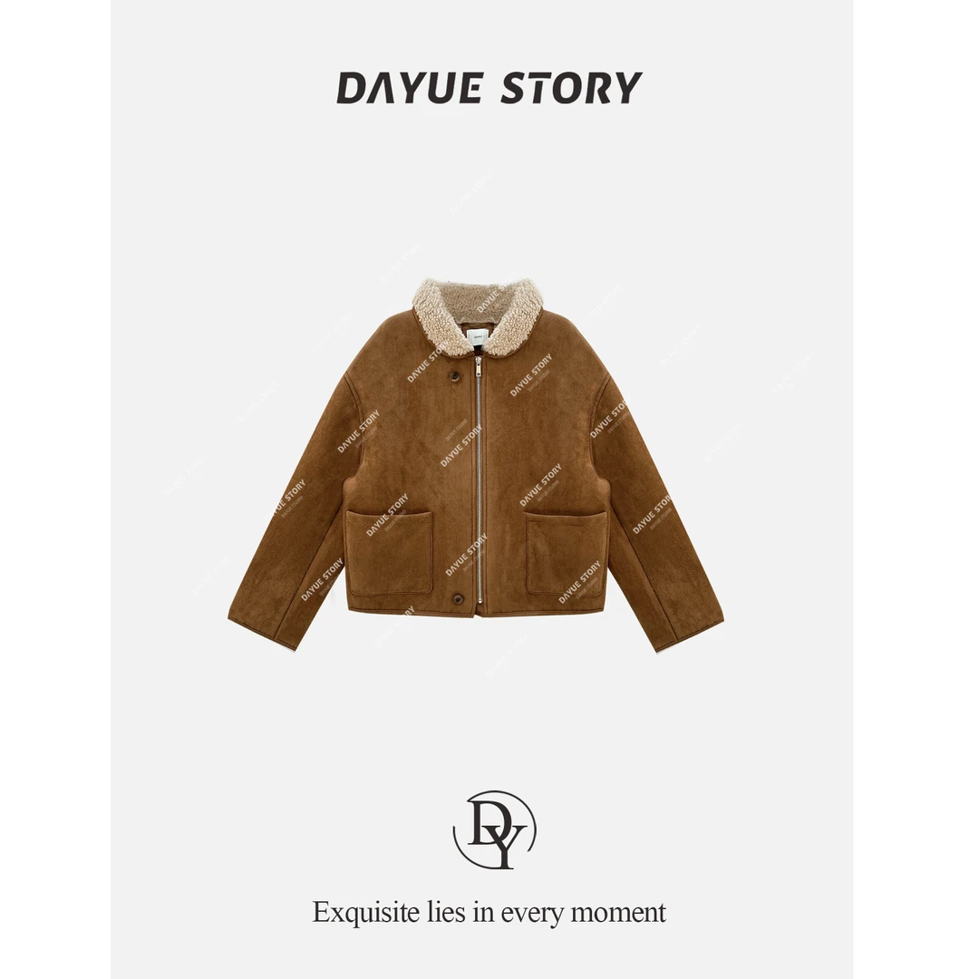 DAYUE【摩卡奶芙】加绒加厚保暖~冬季老钱风翻领短外套