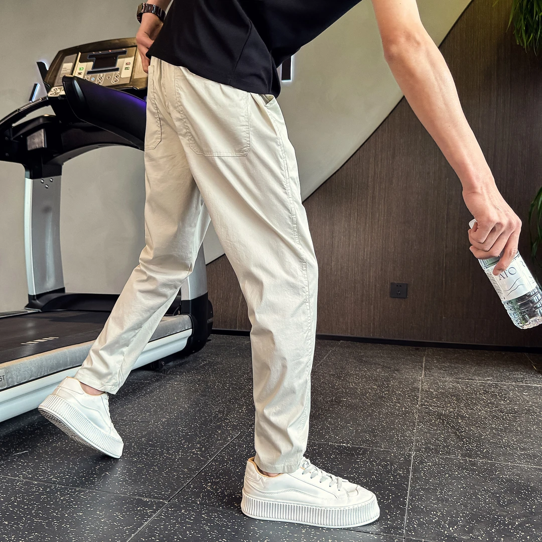 2025夏季新款薄款休闲裤男潮流透气宽松小脚裤潮牌速干九分锥形裤