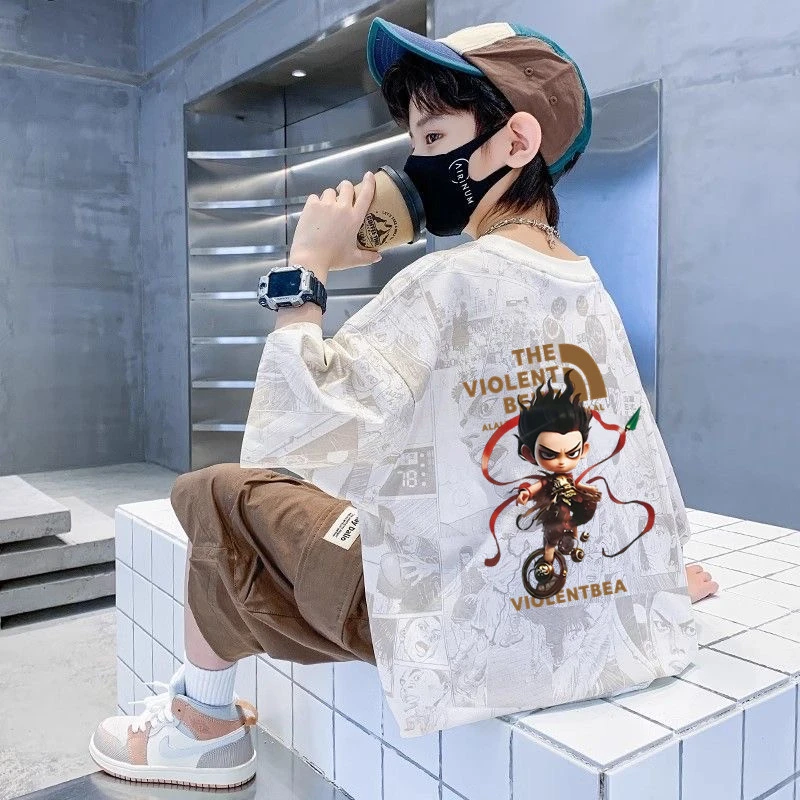 【100%纯棉】童装短袖t恤2025新款夏季中大童卡通洋气百搭休闲体恤