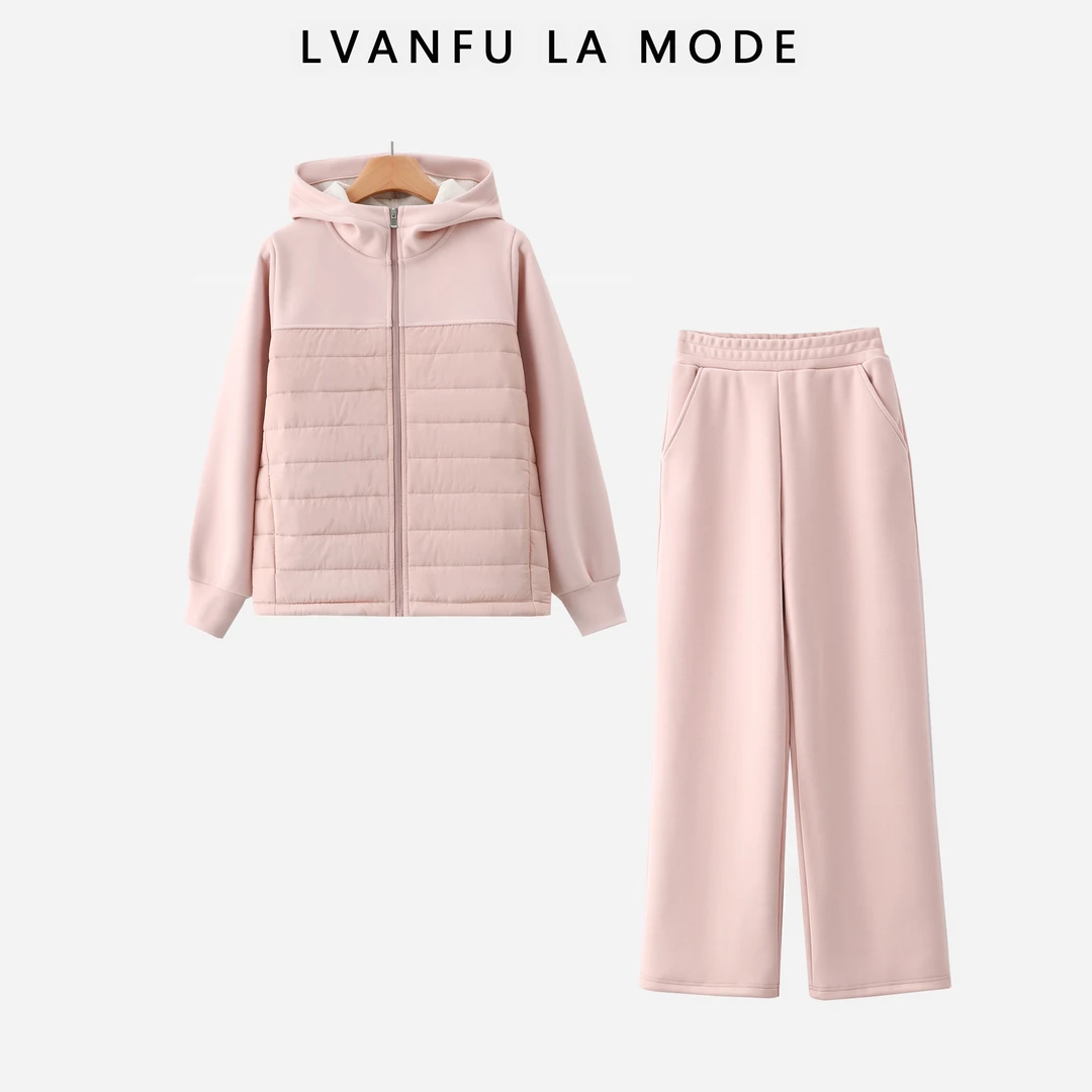 【依凡芙】蓄热锁温绗棉黑金羊毛蚕丝保暖冬季女士套装JY496A/LGP