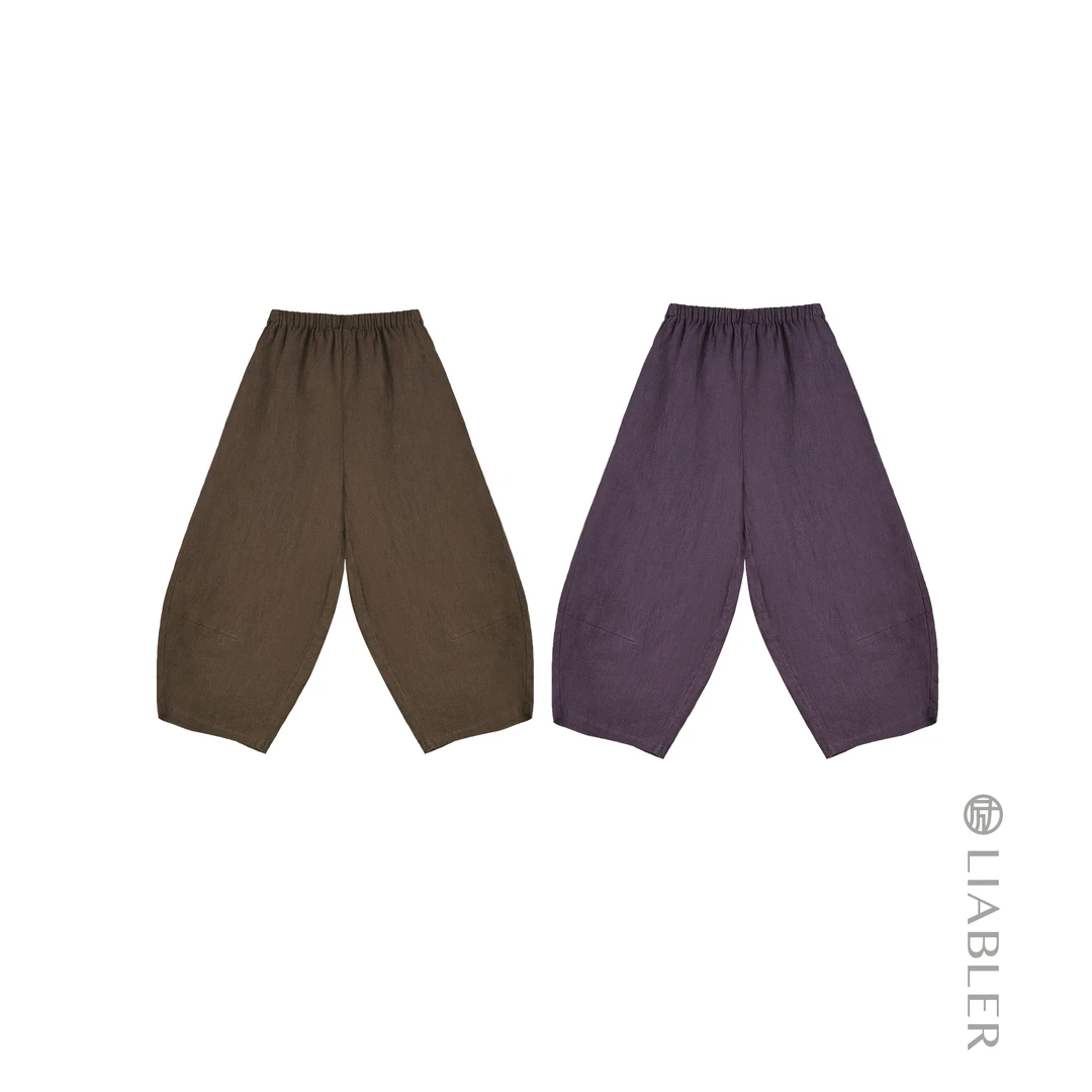 LIABLER/励 D25春夏素雅慵懒松紧腰宽松裤 LSS251156T