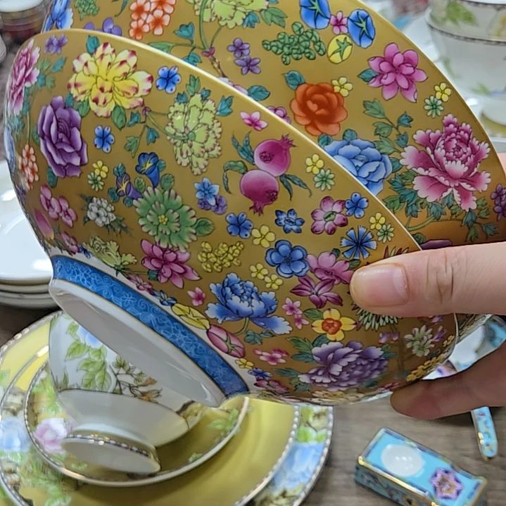 瓷片微瑕珐琅彩8寸2个深盘6666666
