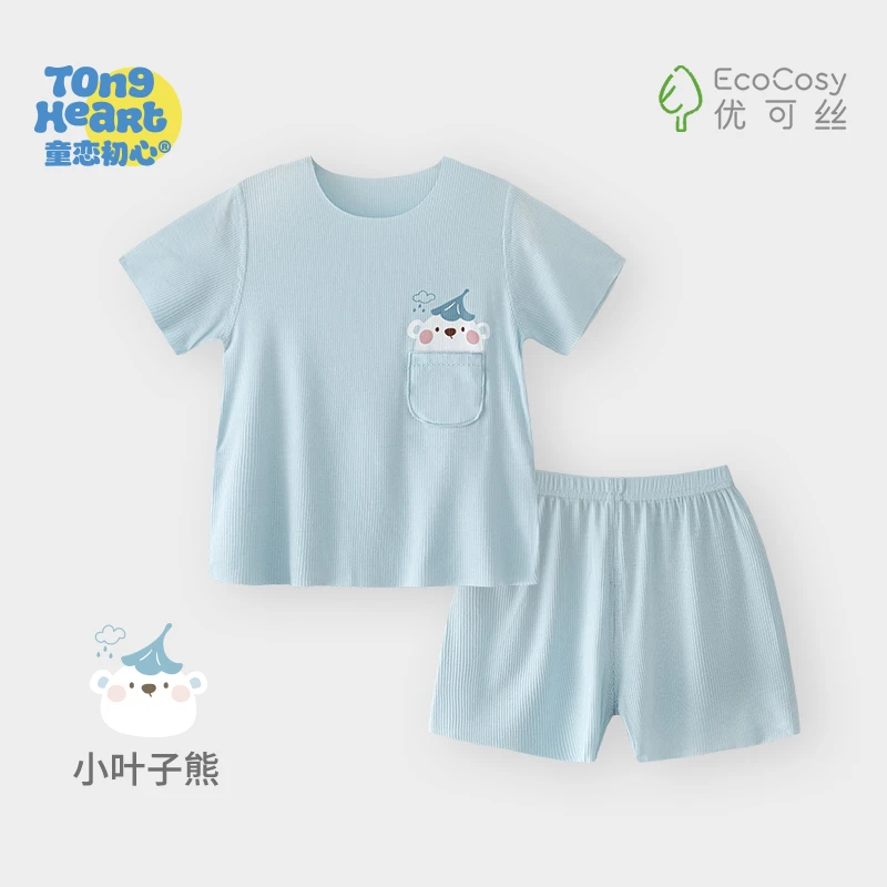 宝宝分体套装夏季短袖薄款婴儿衣服优可丝男女小童初生幼短裤夏装