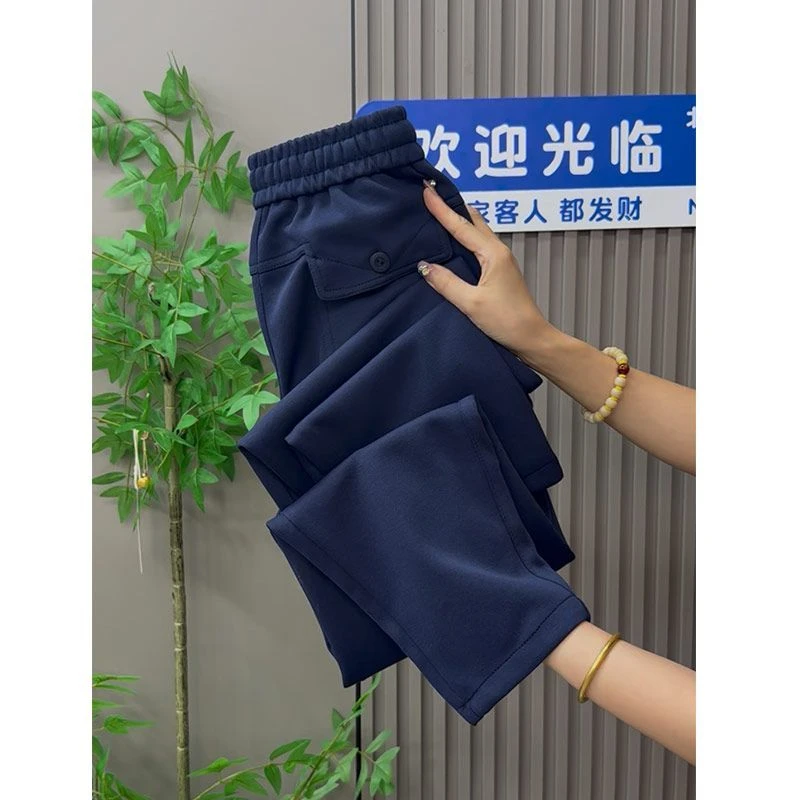 秋冬加绒加厚高腰九分裤女2025遮肉显瘦休闲裤小个子弹力宽松百搭