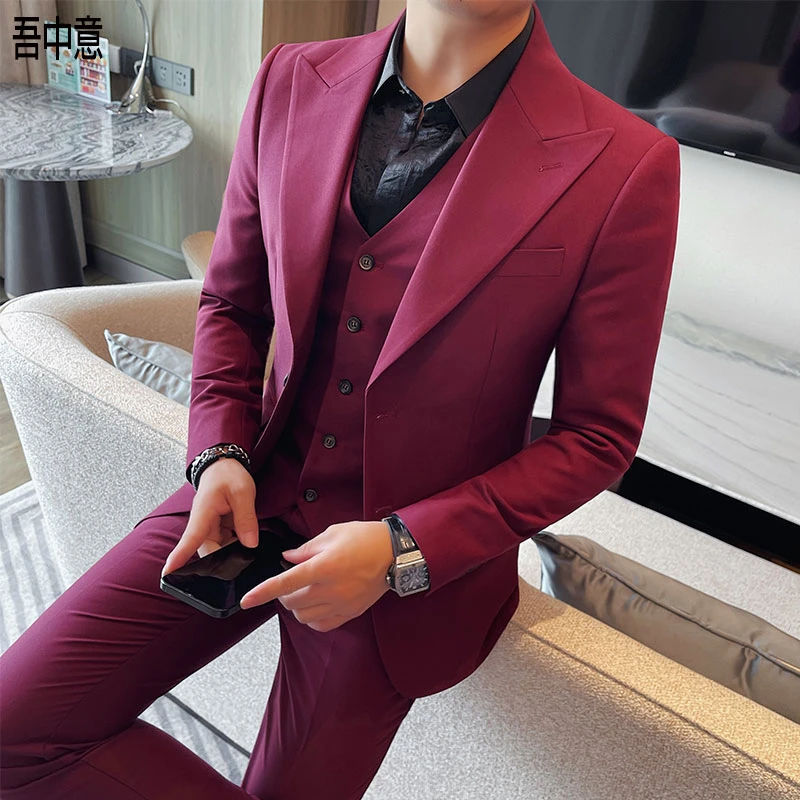 西装外套男款爆款2025新款春秋商务正装纯色百搭高级感休闲西服男