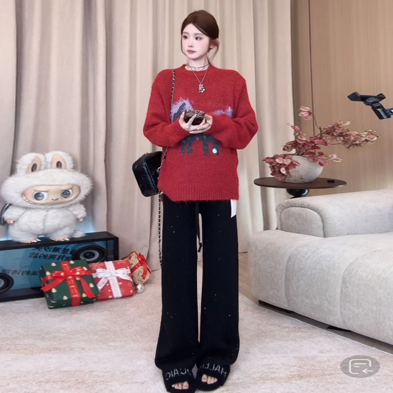 孕妇装秋冬装时尚韩系洋气针织毛衣两件套减龄气质加厚上衣套装女