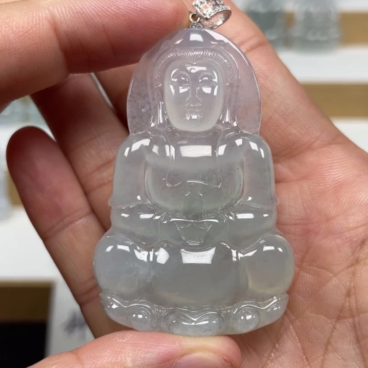 颈饰未镶嵌翡翠天然缅甸翡翠A货观音83号