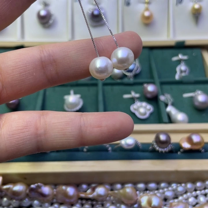 淡水珍珠耳饰银S925镶嵌