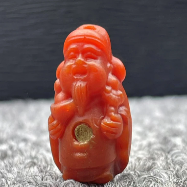 南红柿子红哑光雕刻财神尺寸11/20mm可做顶珠，腰珠，背云文玩饰品
